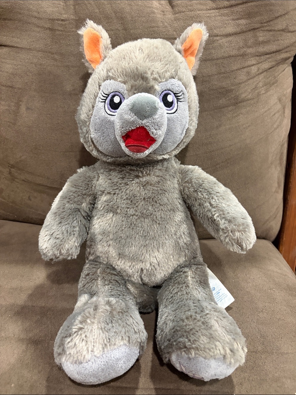 Build-A-Bear Gray Plush Woodland Animal with Orange Ear Accents